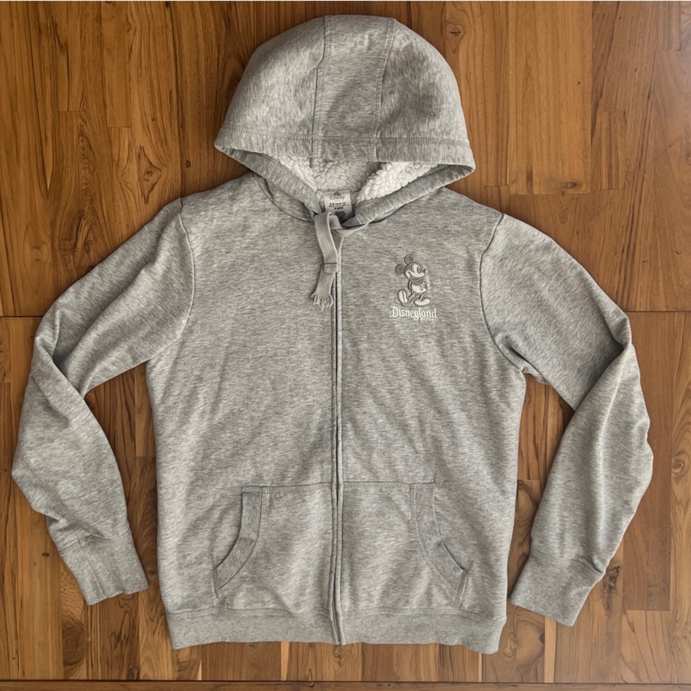 Disneyland Resort Grey Sherpa Fleece Lined Zip up Jacket - large